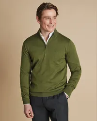 Charles Tyrwhitt Merino-Troyer Moosgrün Grün