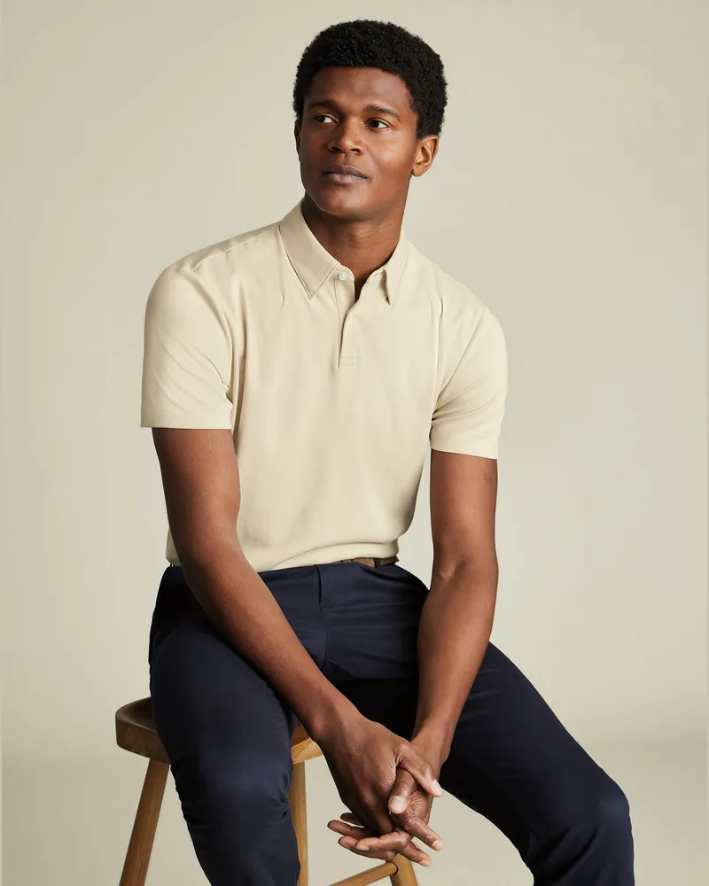Charles Tyrwhitt Smartes Jersey-Polo Cremefarben Cremefarben