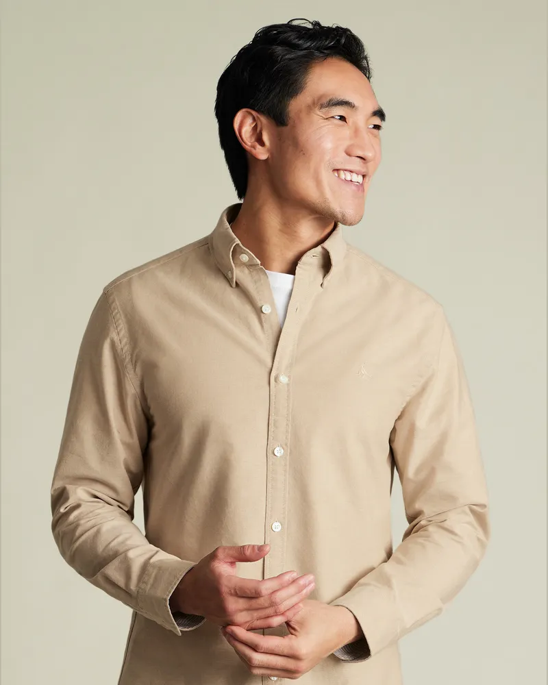 Charles Tyrwhitt Stretch-Oxfordhemd Steingrau Grau