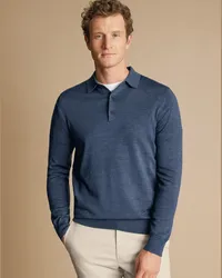 Charles Tyrwhitt Merinopullover mit Polokragen Indigo