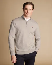 Charles Tyrwhitt England Rugby Merino Zip Neck Jumper Neutral