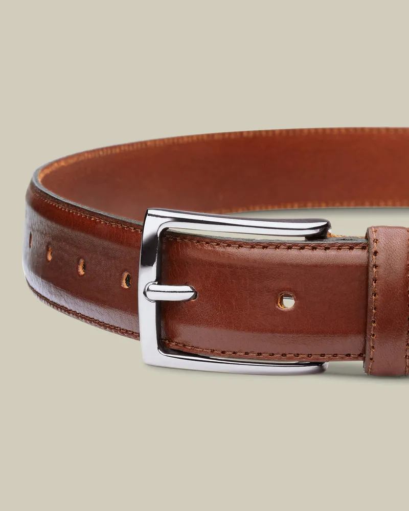 Charles Tyrwhitt Formeller Ledergürtel Dunkles Braun