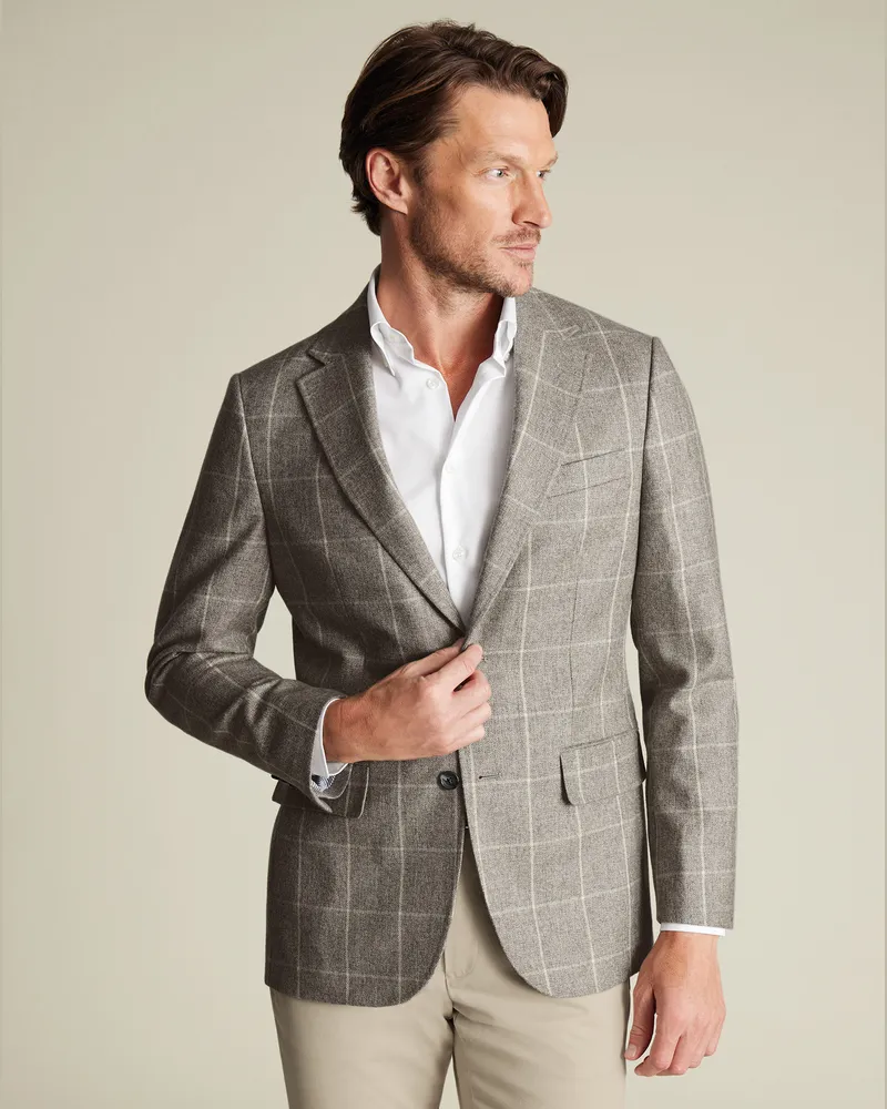 Charles Tyrwhitt Strukturiertes Wollsakko Neutral