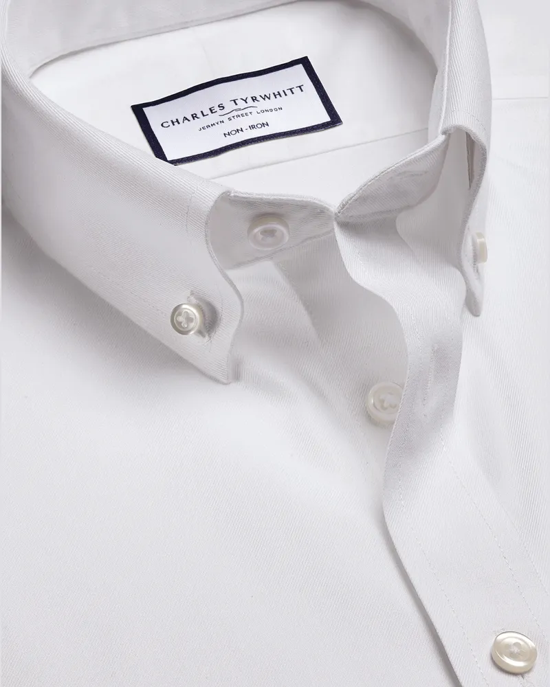 Charles Tyrwhitt Bügelfreies Twill-Hemd Weiß