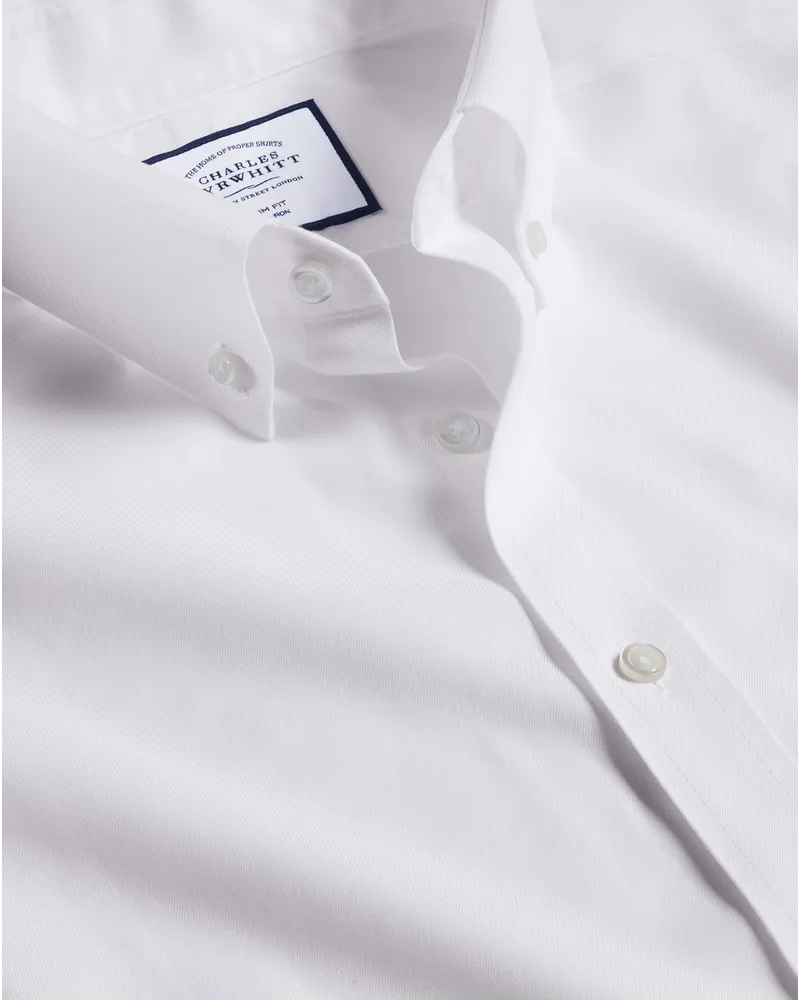 Charles Tyrwhitt Bügelfreies Twill-Hemd Weiß