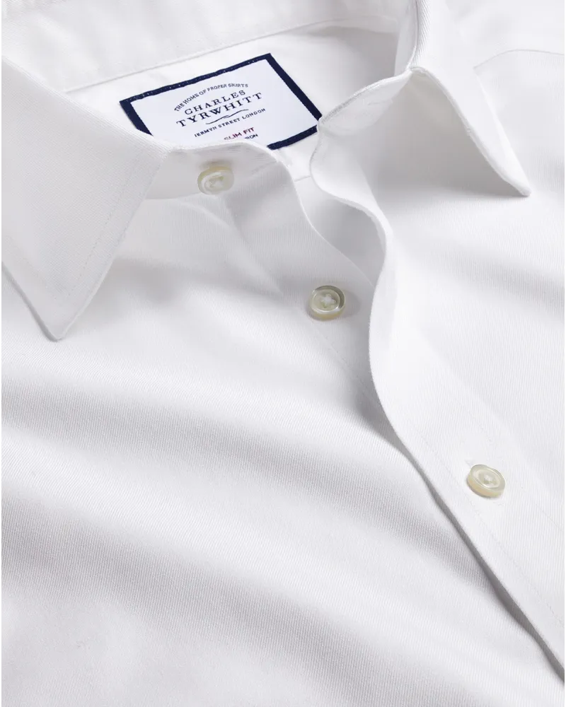 Charles Tyrwhitt Bügelfreies Twill-Hemd Weiß Weiß