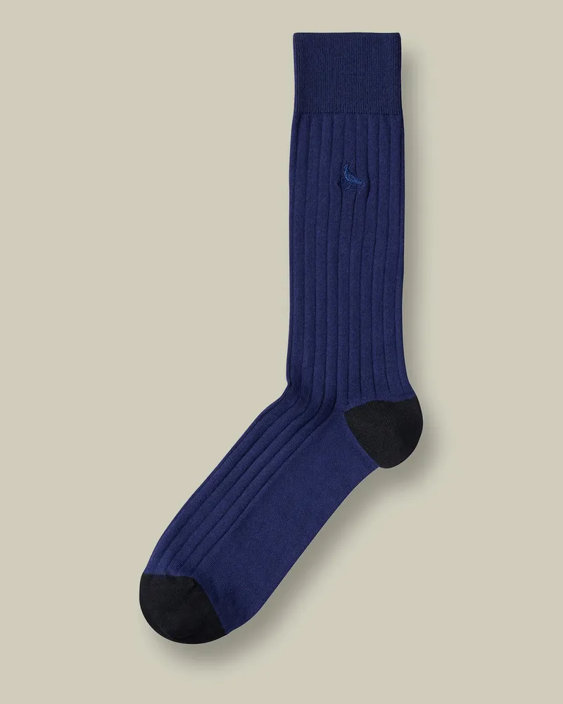 Charles Tyrwhitt Rippstrick-Baumwollsocken Französisches Blau