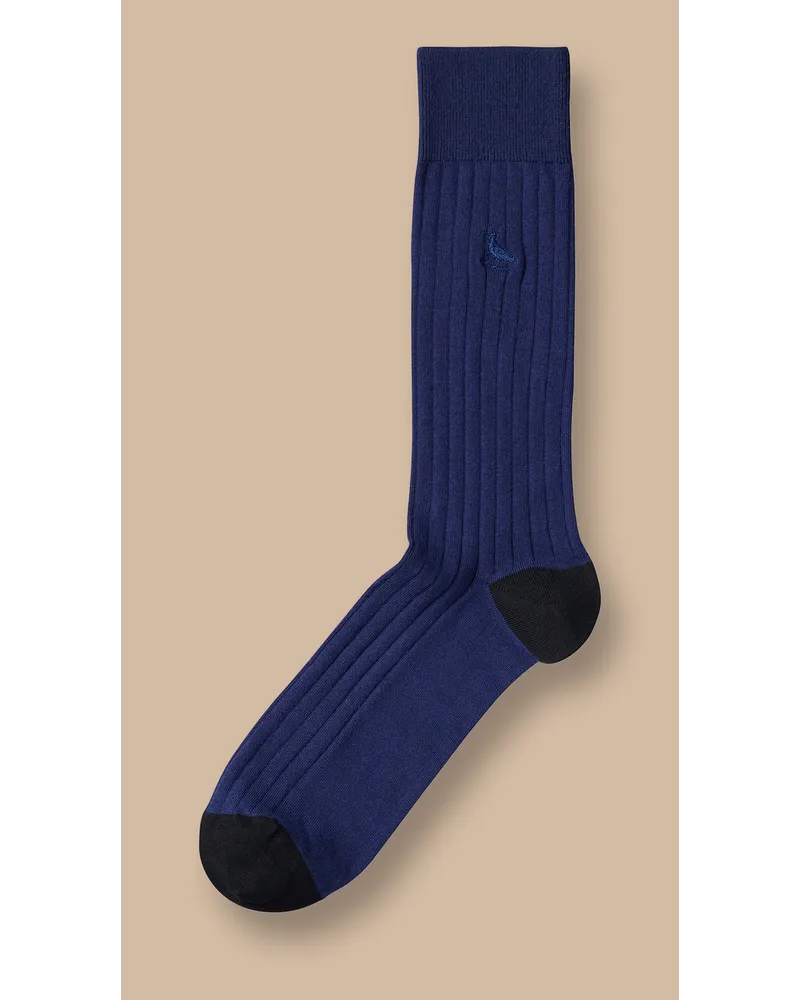 Charles Tyrwhitt Rippstrick-Baumwollsocken Französisches Blau