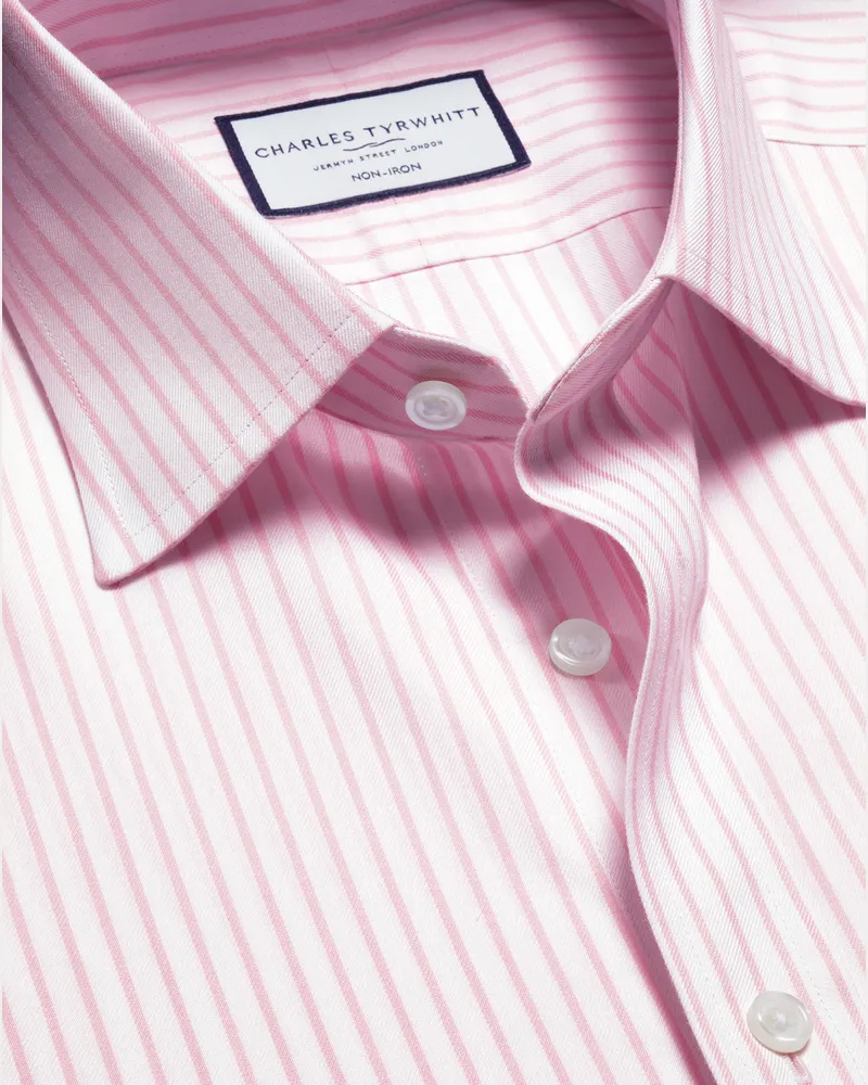 Charles Tyrwhitt Bügelfreies Twill-Hemd Rosa
