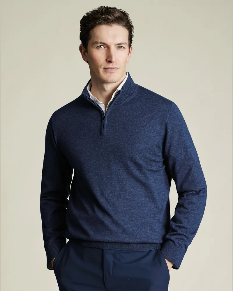 Charles Tyrwhitt Merinopullover Blau