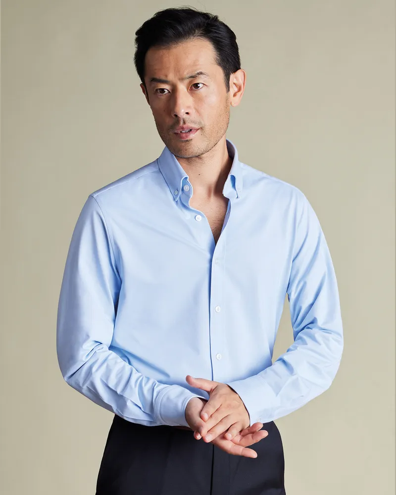 Charles Tyrwhitt Performance-Stretch-Hemd Blau