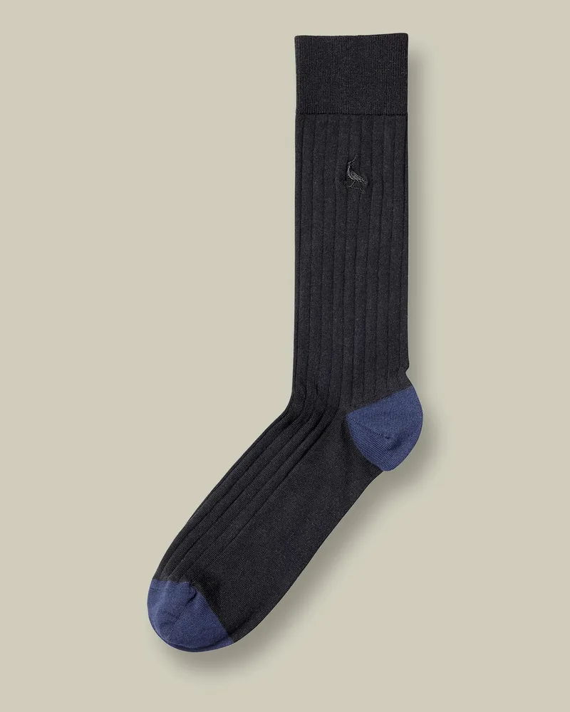 Charles Tyrwhitt Rippstrick-Baumwollsocken Schwarz