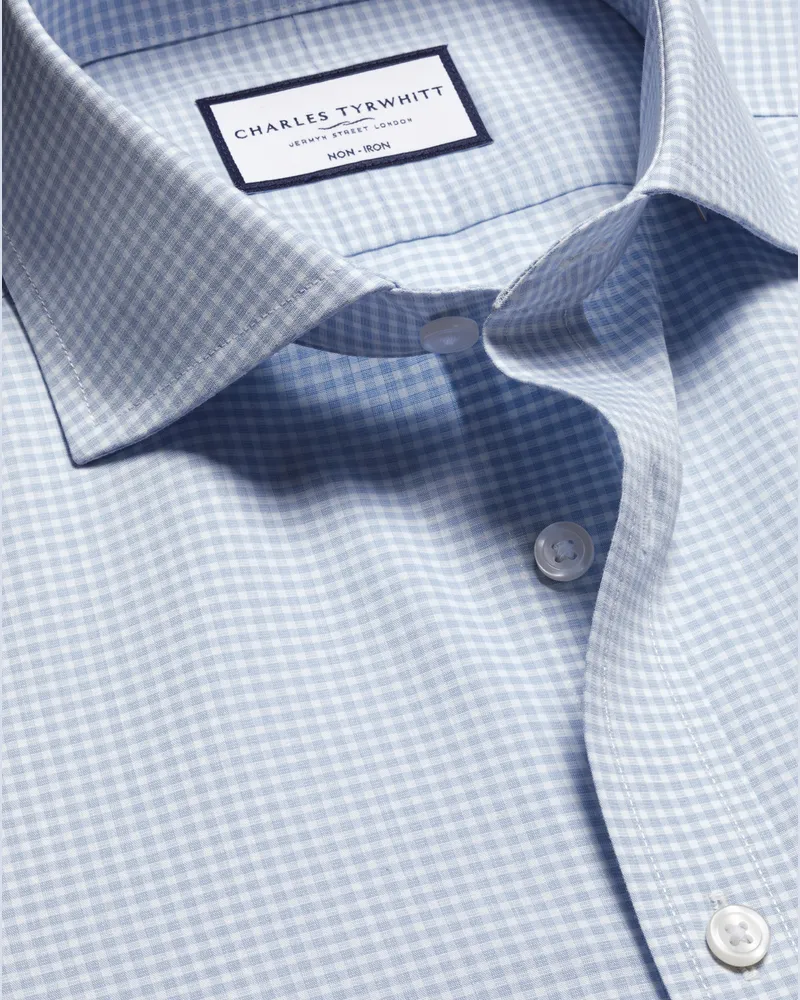 Charles Tyrwhitt Bügelfreies Popeline-Hemd Blau
