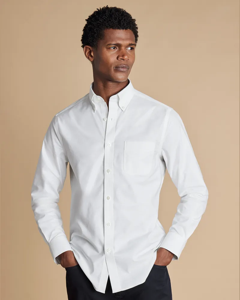 Charles Tyrwhitt Bügelfreies Oxfordhemd-Stretch Weiß