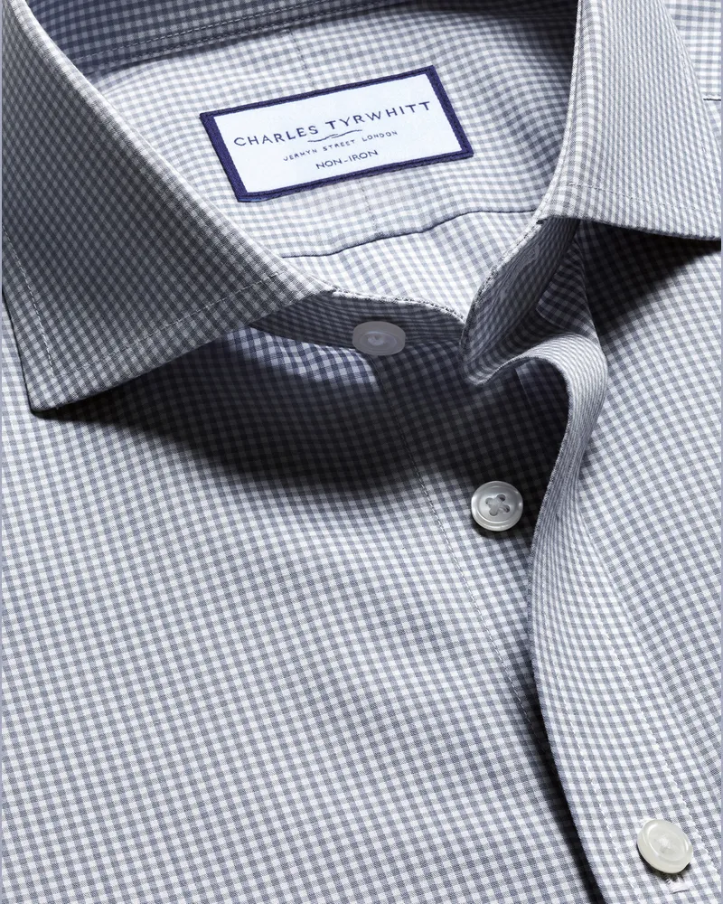 Charles Tyrwhitt Bügelfreies Popeline-Hemd Grau