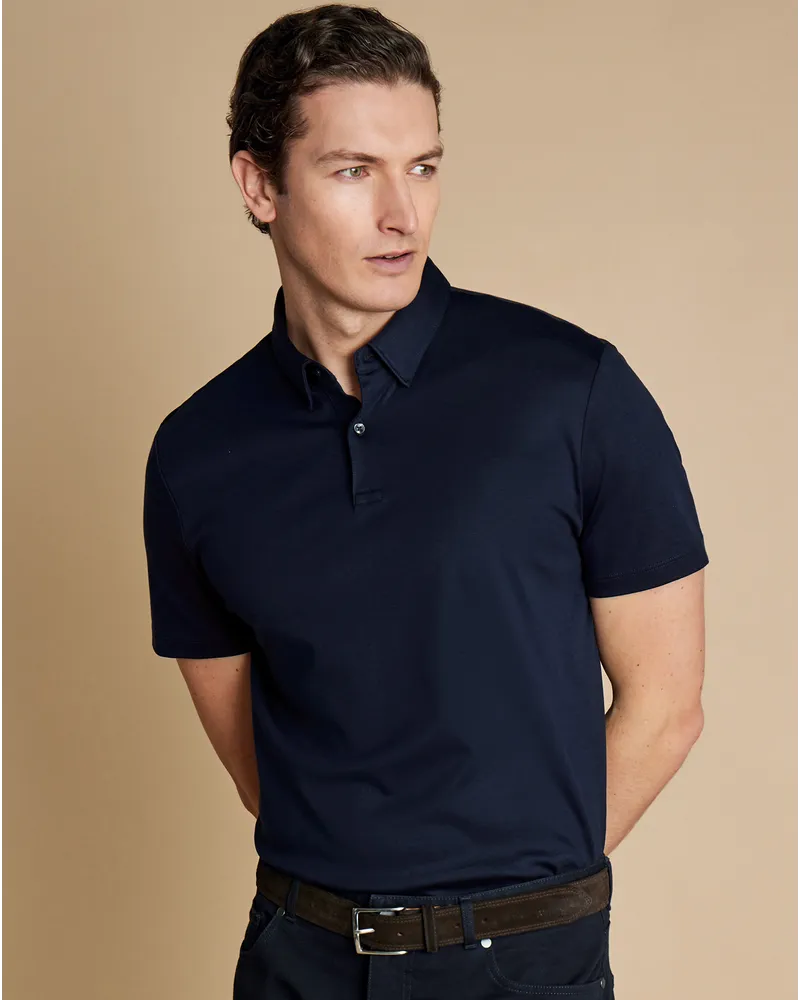 Charles Tyrwhitt Smartes Jersey-Polo Marineblau Marineblau