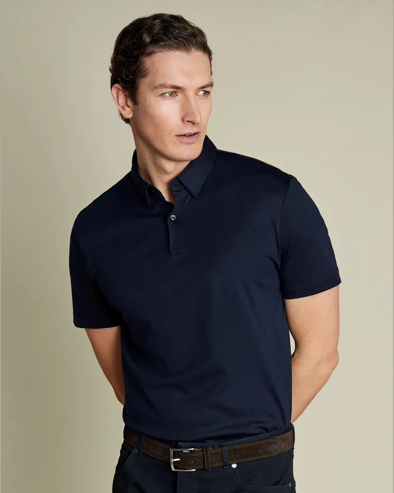 Charles Tyrwhitt Smartes Jersey-Polo Marineblau Marineblau