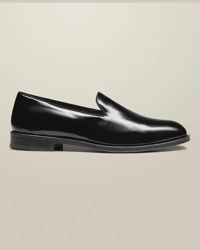 Charles Tyrwhitt Slipper aus Lackleder Schwarz Schwarz