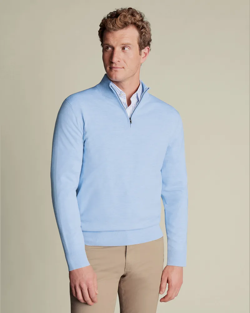 Charles Tyrwhitt Merinopullover Blau