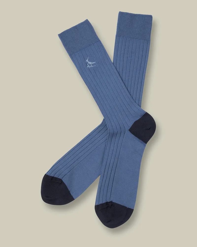 Charles Tyrwhitt Rippstrick-Baumwollsocken Indigo