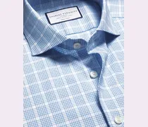 Bügelfreies Performance Twill-Hemd und Karos Kornblumenblau