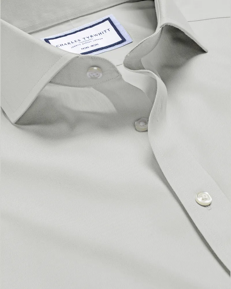 Charles Tyrwhitt Bügelfreies Twill-Hemd Silber