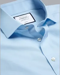 Charles Tyrwhitt Bügelfreies Popeline-Hemd Blau