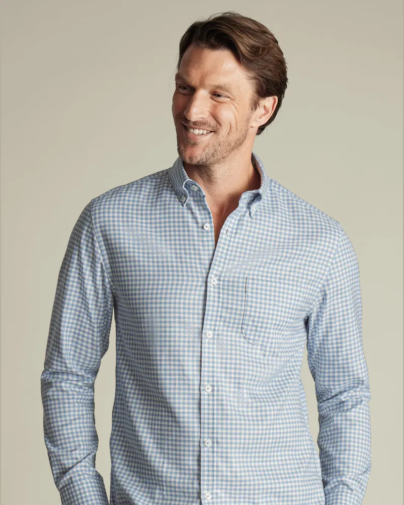 Charles Tyrwhitt Bügelfreies Twill-Hemd Blau