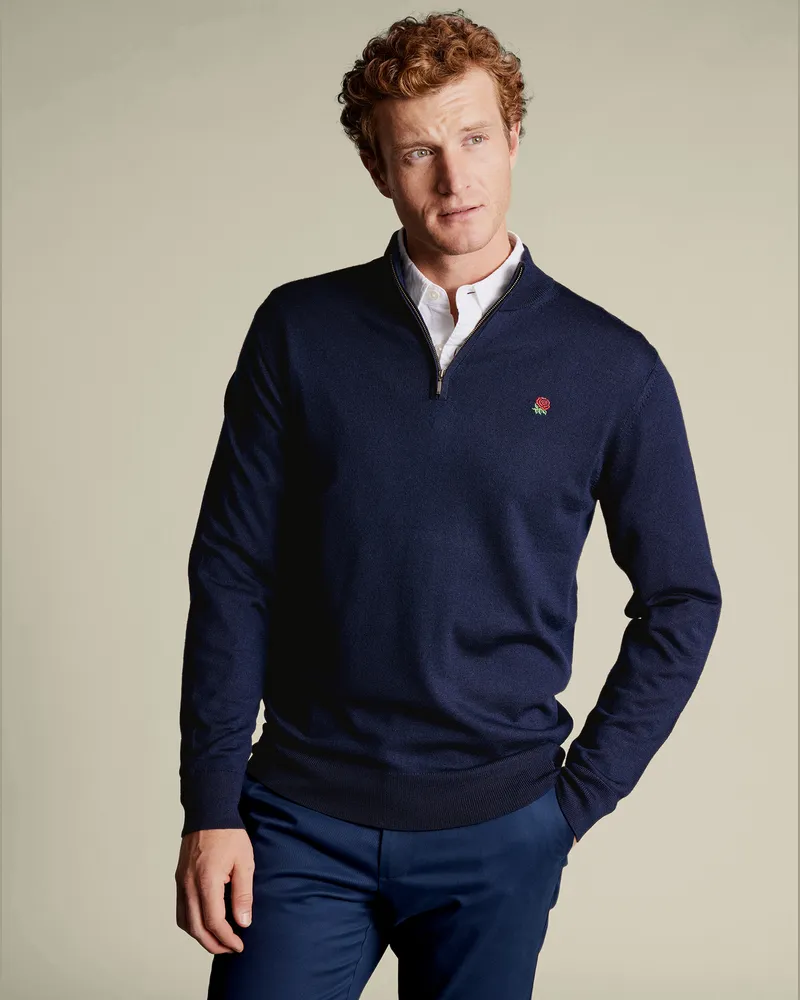 Charles Tyrwhitt England Rugby Troyer aus Merino Rot