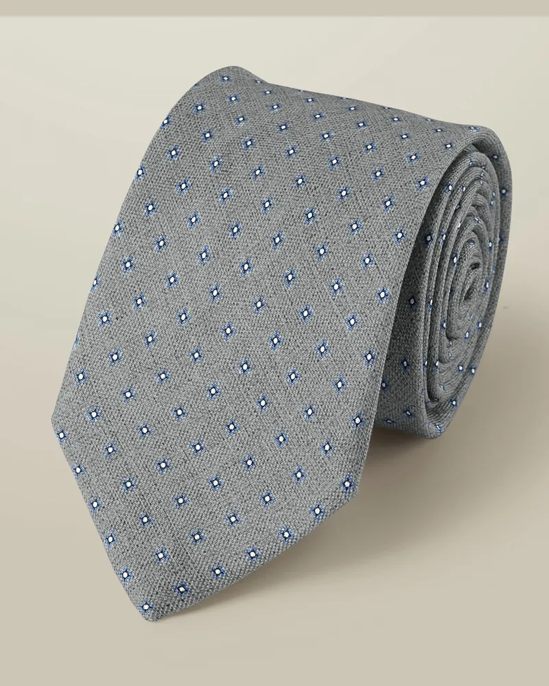 Charles Tyrwhitt Krawatte aus Seide-Leinen-Mix Silber