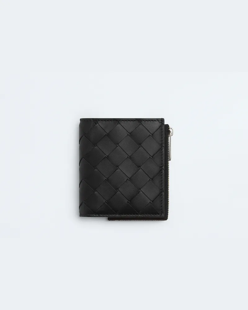 Bottega Veneta Intrecciato Bi-fold Portemonnaie Mit Reißverschluss - Schwarz - Herren - 100% Kalbsleder Schwarz