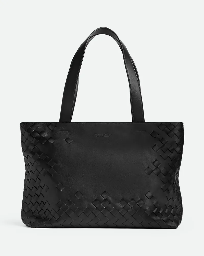 Bottega Veneta Kleine Intrecciato Tote Mit Reißverschluss Black