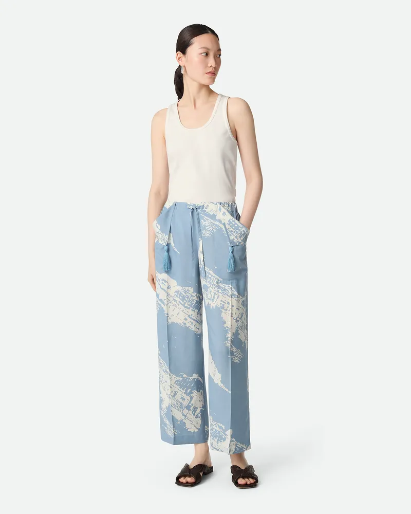 Bottega Veneta Hose Mit Italienischer Postkarte Blue