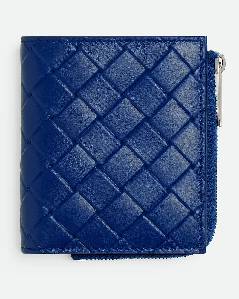 Bottega Veneta Intrecciato Stamp Bi-fold Portemonnaie - Blau - Herren - 100 % Kalbsleder Blau