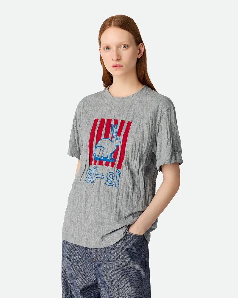 Bottega Veneta Bedrucktes Tshirt it Crushedeffekt Aus Bauwolljersey Light