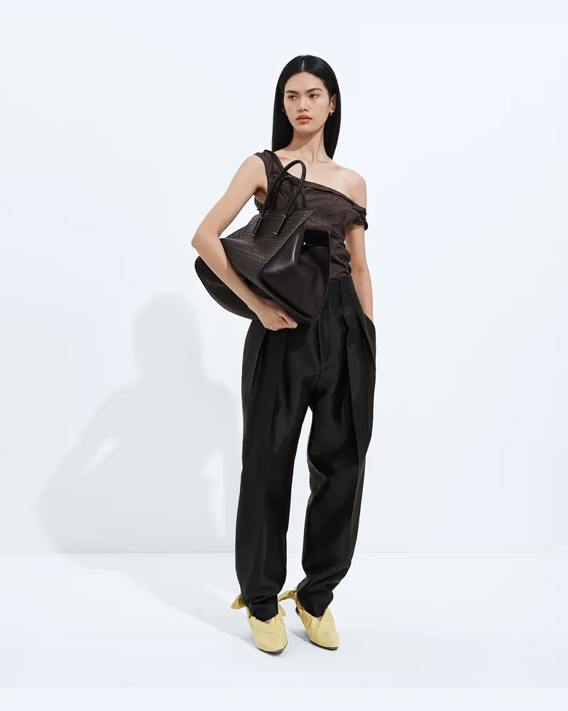 Bottega Veneta Hose aus gewaschenem Baumwoll-Viskosetwill-Schwarz - Damen Schwarz