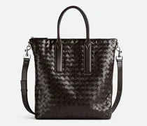 North-South Intrecciato Tote Bag mit Zip-Braun - Herren