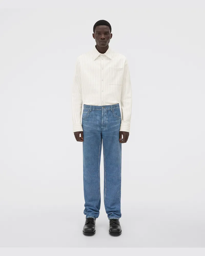 Bottega Veneta Hose Aus Bedrucktem Leder Mit Denim-effekt - Blau - Herren Blau