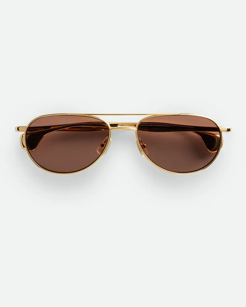 Bottega Veneta Fin Aviator Sonnenbrille Gold