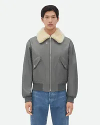 Bottega Veneta Jacke Aus Leder Mit Kragen Aus Shearling Cement