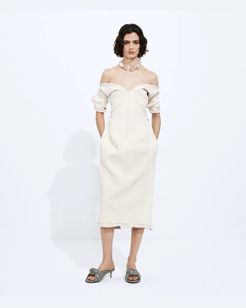 Bottega Veneta Kleid aus doppeltem Crêpe-Weiss - Damen Weiss