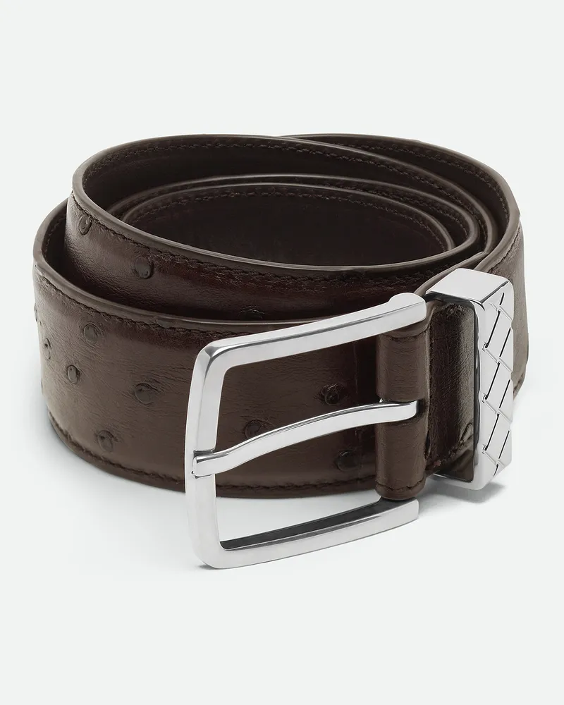 Bottega Veneta Intreccio Loop Gürtel - Braun - Herren 70% Straußenleder & 30% Kalbsleder Braun