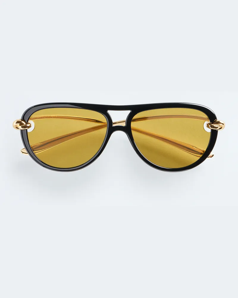 Bottega Veneta Knot Aviator Sonnenbrille - Schwarz - Unisex - 60 % Polyamid & 40 % Metall Schwarz