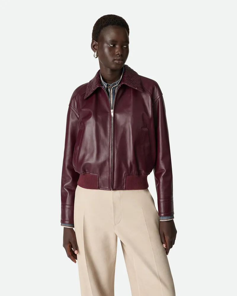 Bottega Veneta Lederblouson - Bordeaux - Damen Lammleder Bordeaux