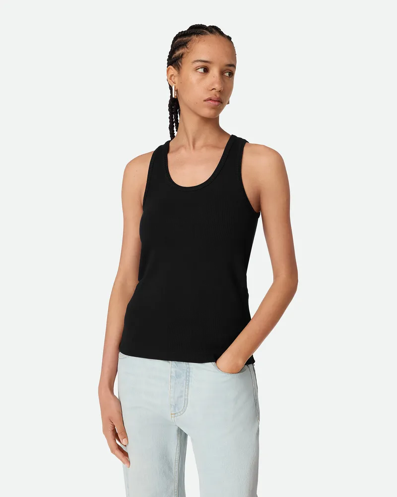 Bottega Veneta Tanktop Au Gerippter, tretchigerbaumwolle Black