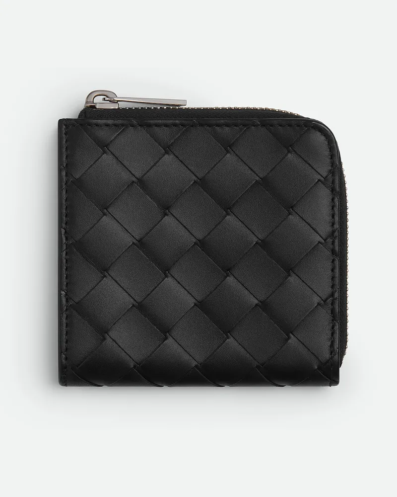 Bottega Veneta Intrecciato Sqare Portemonnaie Mit mlafendem Zip Black