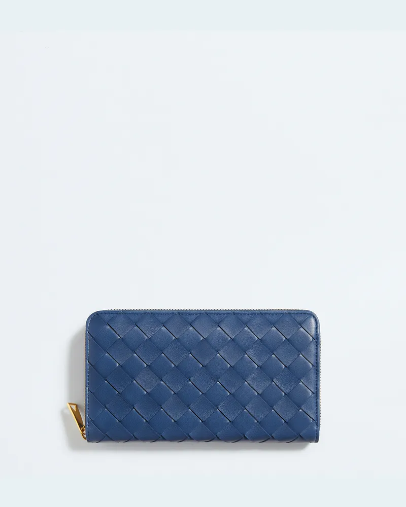 Bottega Veneta Intrecciato Portemonnaie Mit Umlaufenden Reißverschluss - Blau - Damen Blau