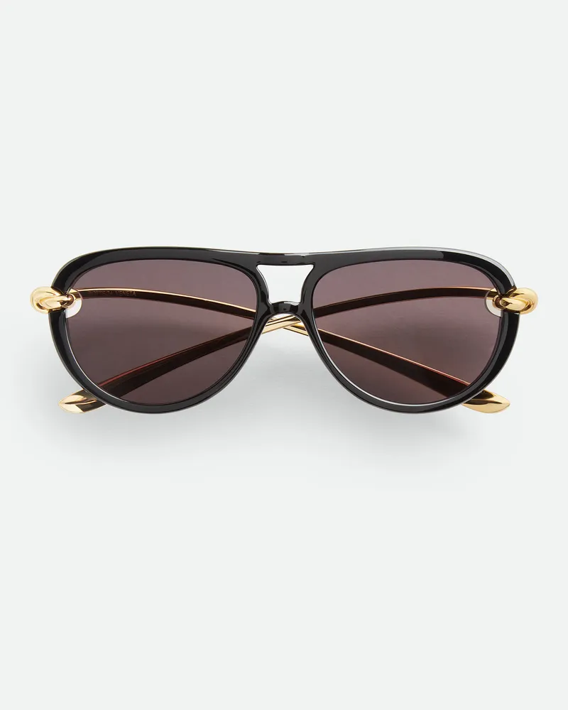 Bottega Veneta Knot Aviator Sonnenbrille - Schwarz - Unisex Schwarz