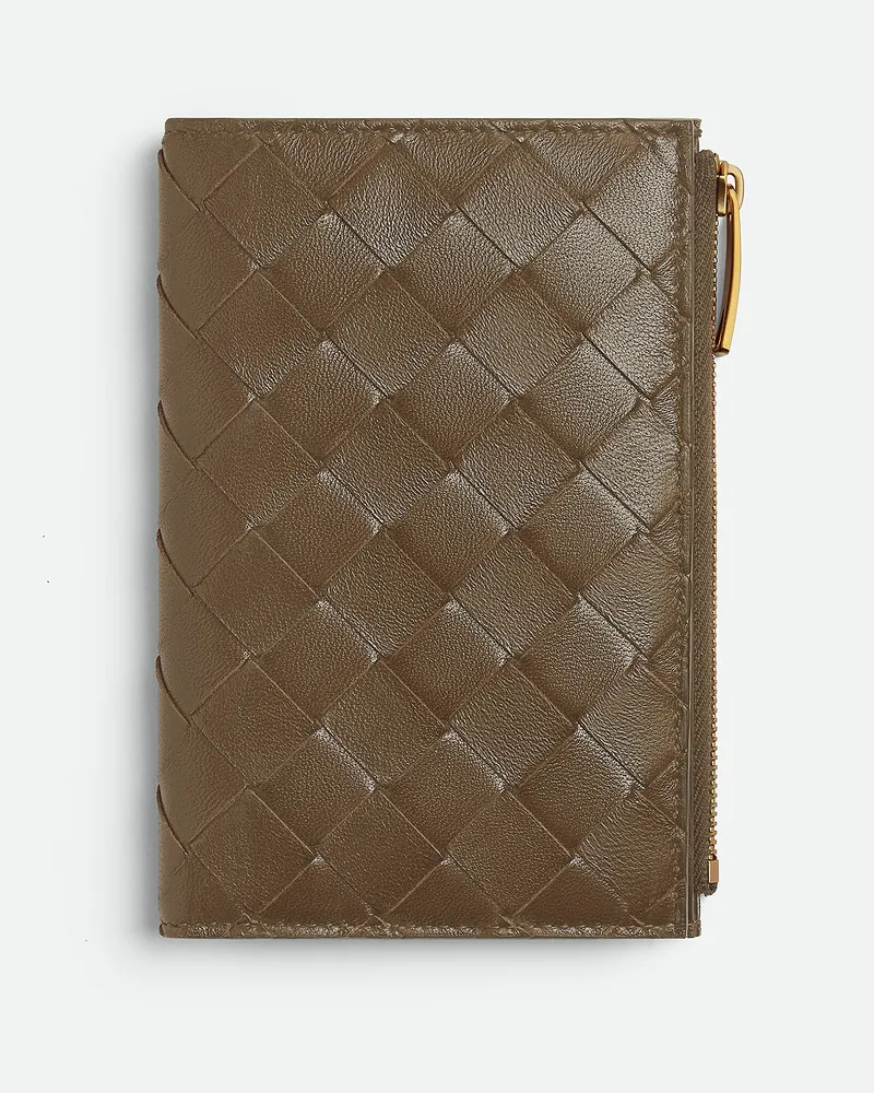 Bottega Veneta Mittelgroßes Intrecciato Bi-fold Portemonnaie - Braun - Damen - 100 % Lammleder Braun