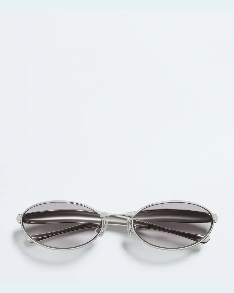 Bottega Veneta Ovale Sardine Sonnenbrille - Silber - Unisex - 100 % Metall Silber